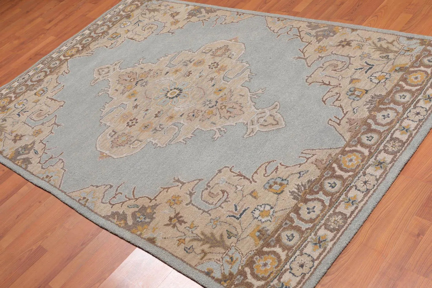 5' x 8' Handmade Medallion 100% Wool Oriental Area Rug Aqua-0