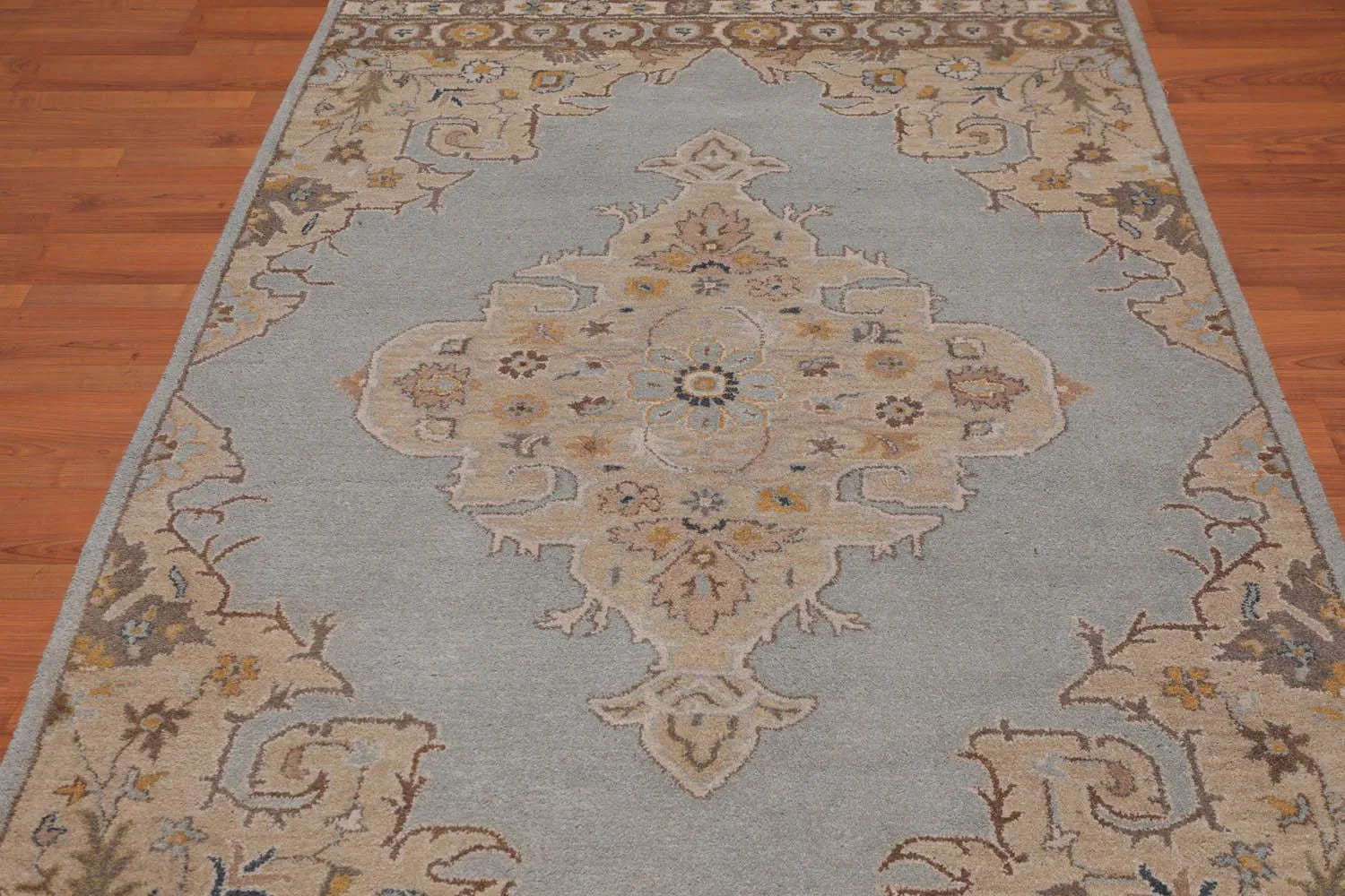 5' x 8' Handmade Medallion 100% Wool Oriental Area Rug Aqua-2