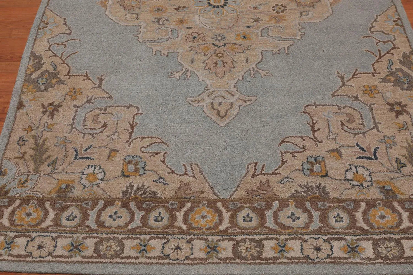 5' x 8' Handmade Medallion 100% Wool Oriental Area Rug Aqua-3