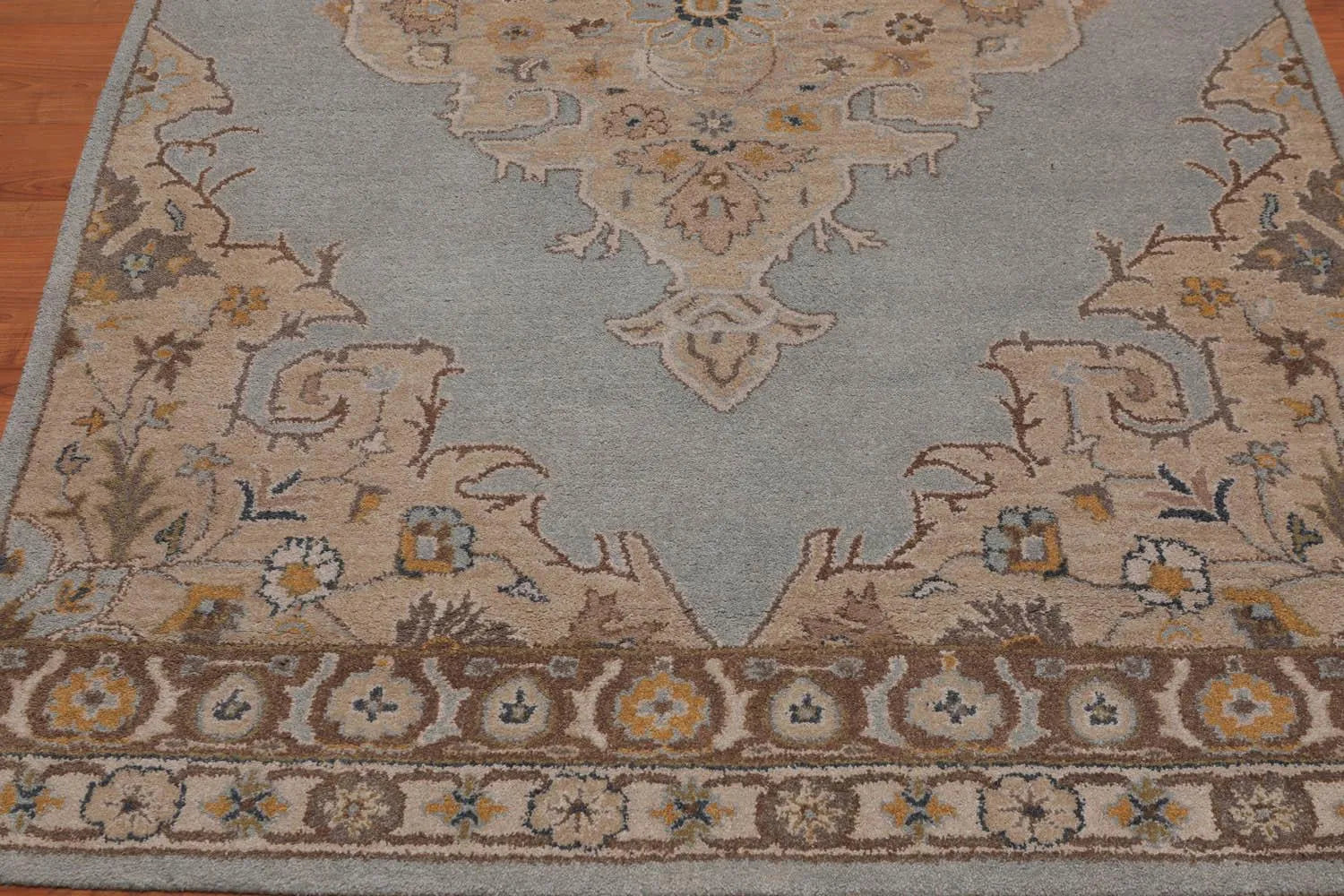 5' x 8' Handmade Medallion 100% Wool Oriental Area Rug Aqua-3