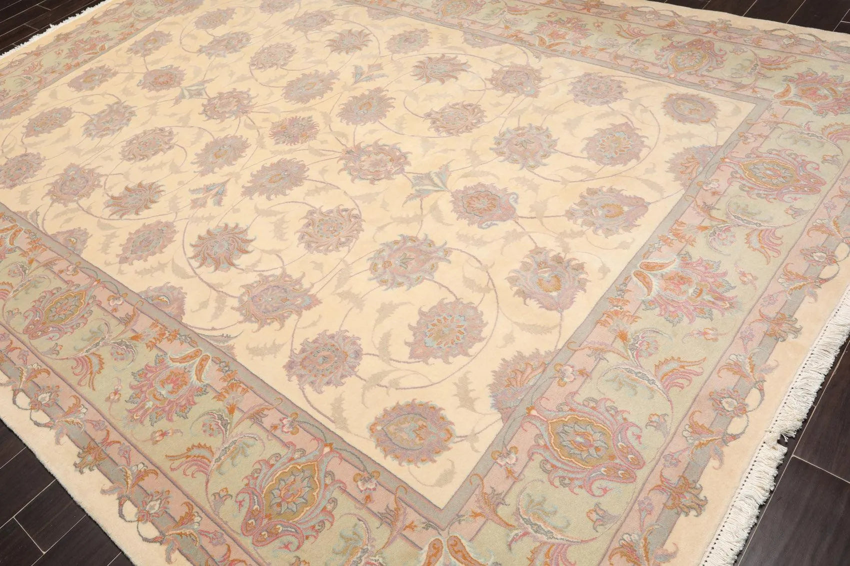8'3'' x 11'6'' Hand Knotted 100% Wool Ispahan 250 KPSI Muted Area Rug Ivory-4