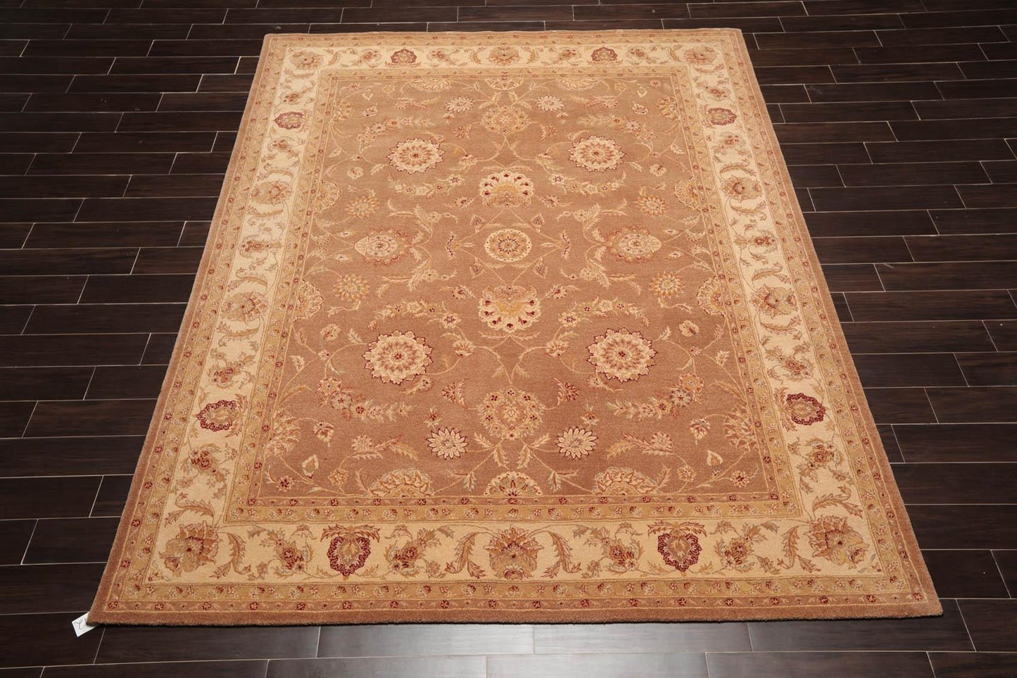 7'9" x 9'9" Handmade Heritage HE09 Olive Wool Area Rug Light Brown-1