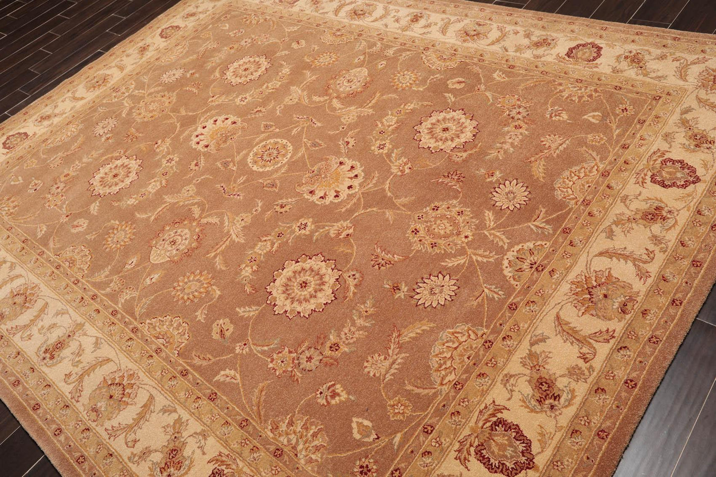 7'9" x 9'9" Handmade Heritage HE09 Olive Wool Area Rug Light Brown-2