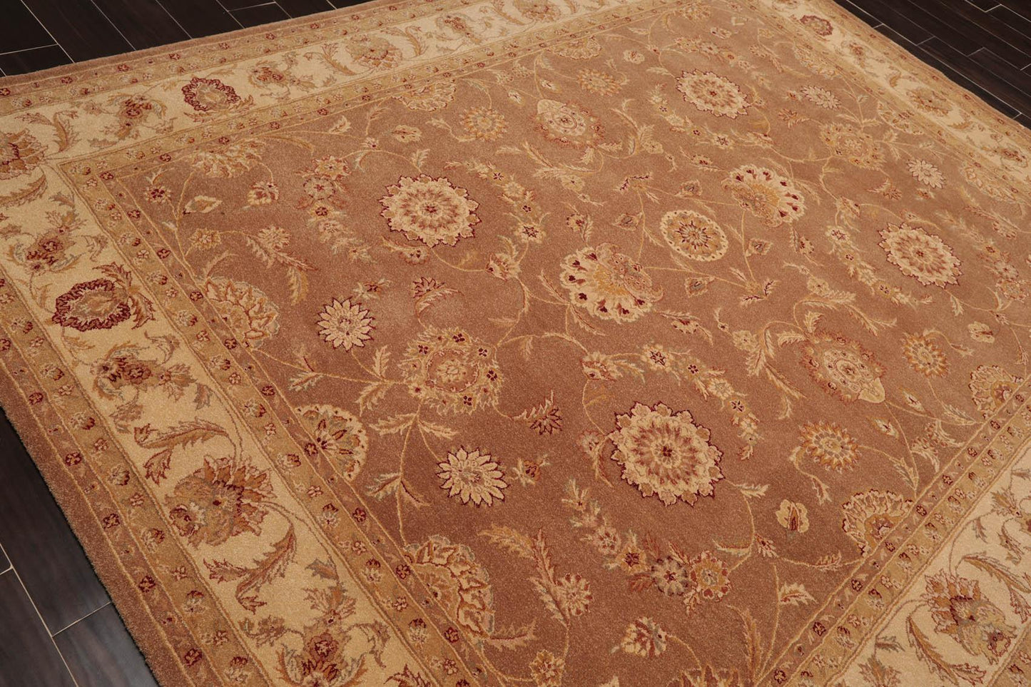 7'9" x 9'9" Handmade Heritage HE09 Olive Wool Area Rug Light Brown-3