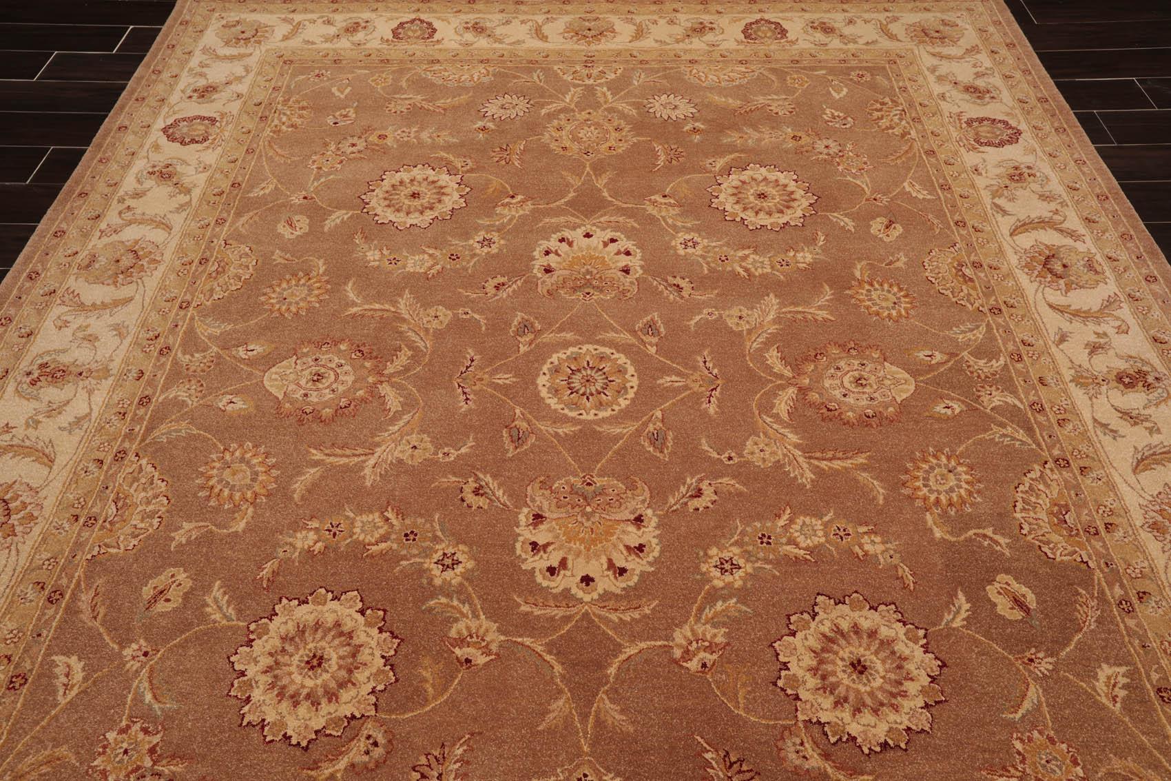 7'9" x 9'9" Handmade Heritage HE09 Olive Wool Area Rug Light Brown-4