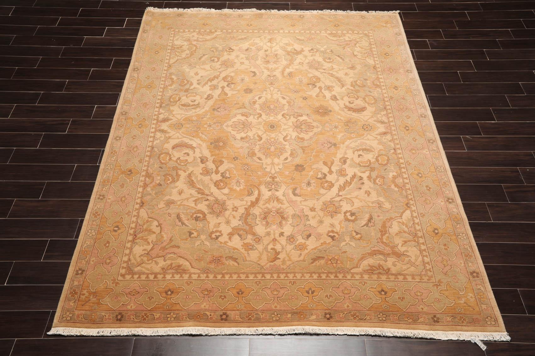 7'9" x 9'9" NA02 Beige Hand Knotted Wool Traditional Oriental Area Rug-1