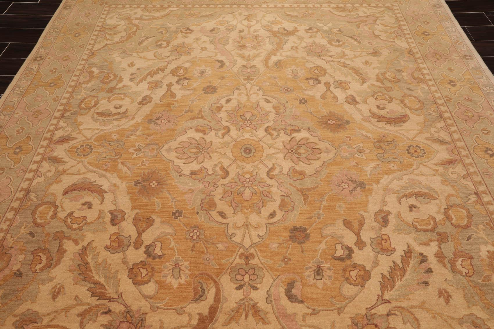 7'9" x 9'9" NA02 Beige Hand Knotted Wool Traditional Oriental Area Rug-4