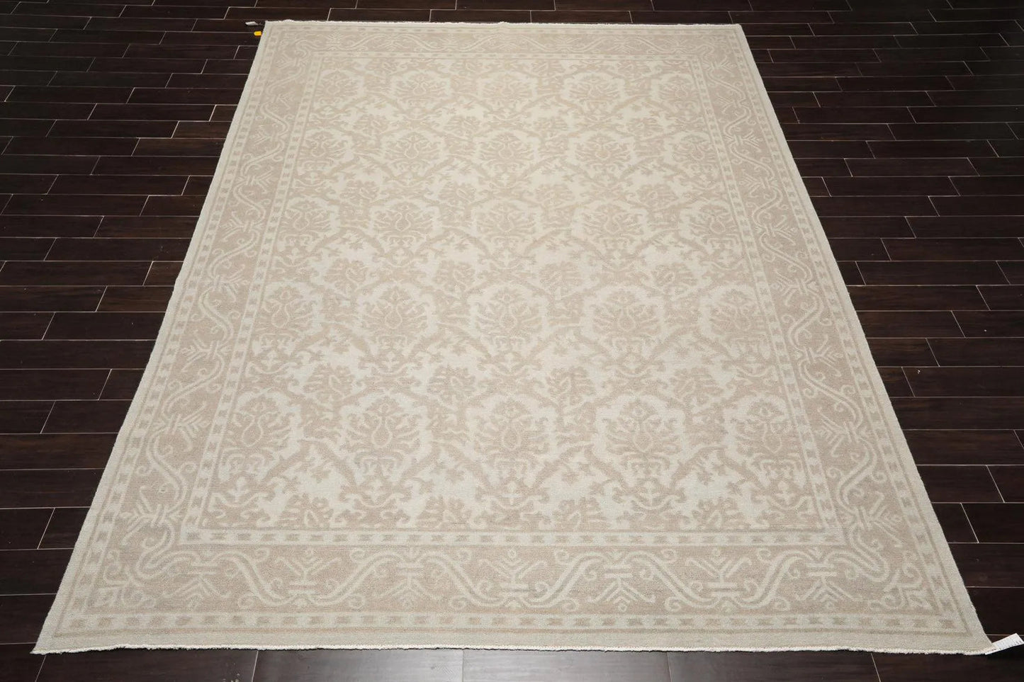 9'1'' x 12'1'' Hand Knotted 100% Wool Damask Afghan Area Rug Gray Tone on Tone-1