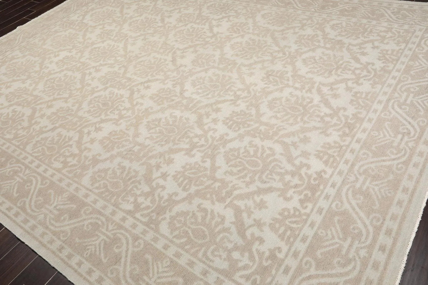 9'1'' x 12'1'' Hand Knotted 100% Wool Damask Afghan Area Rug Gray Tone on Tone-2