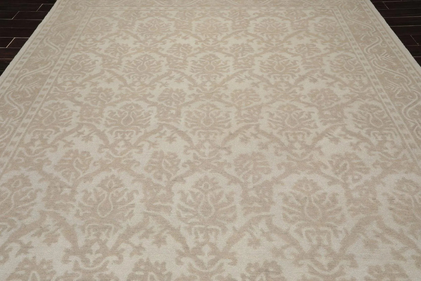 9'1'' x 12'1'' Hand Knotted 100% Wool Damask Afghan Area Rug Gray Tone on Tone-4