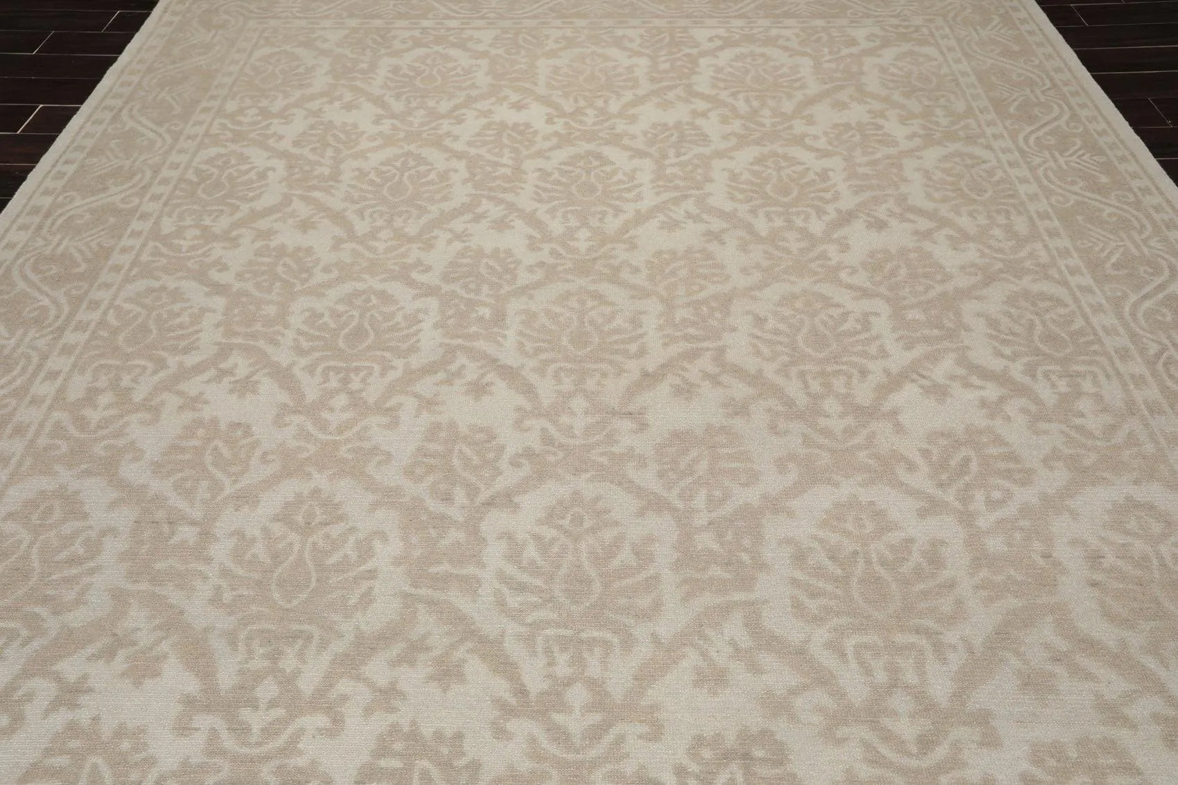 9'1'' x 12'1'' Hand Knotted 100% Wool Damask Afghan Area Rug Gray Tone on Tone-4