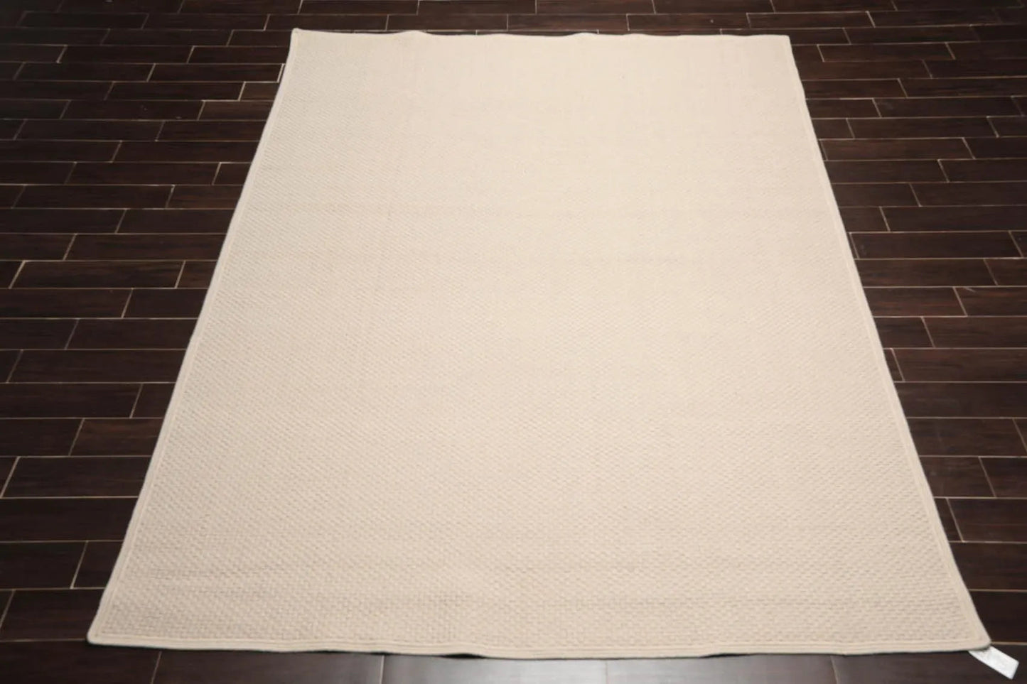 8'x10' Basket weave Oyster Hand Braided Flatweave Wool Area Rug Oatmeal-1