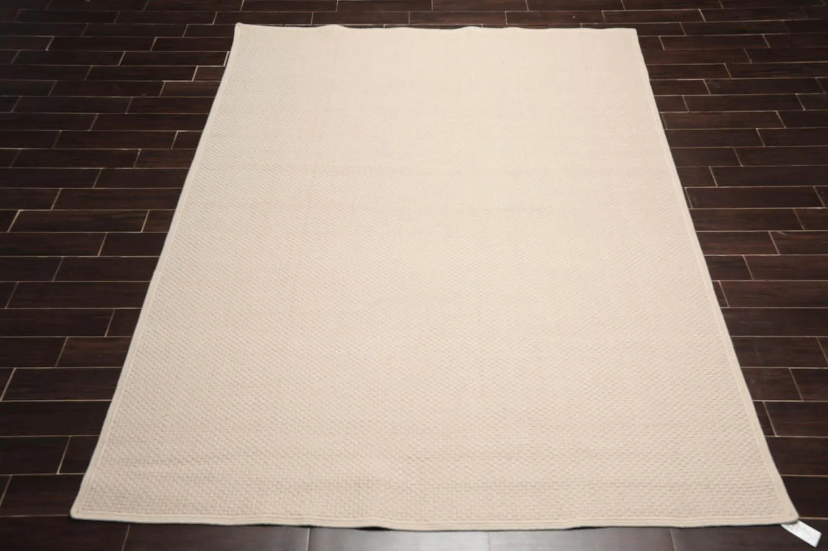 8'x10' Basket weave Oyster Hand Braided Flatweave Wool Area Rug Oatmeal-1
