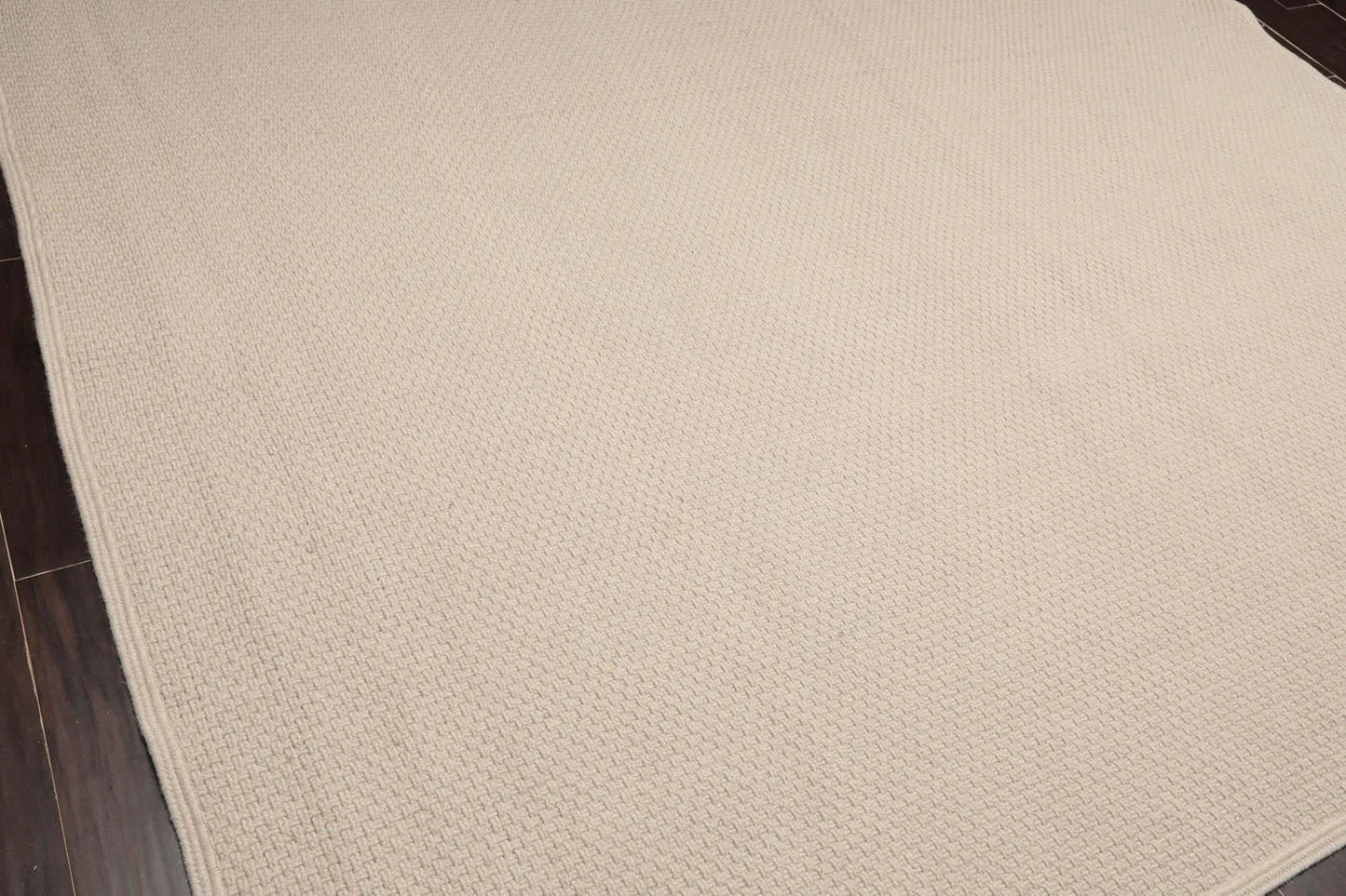 8'x10' Basket weave Oyster Hand Braided Flatweave Wool Area Rug Oatmeal-3