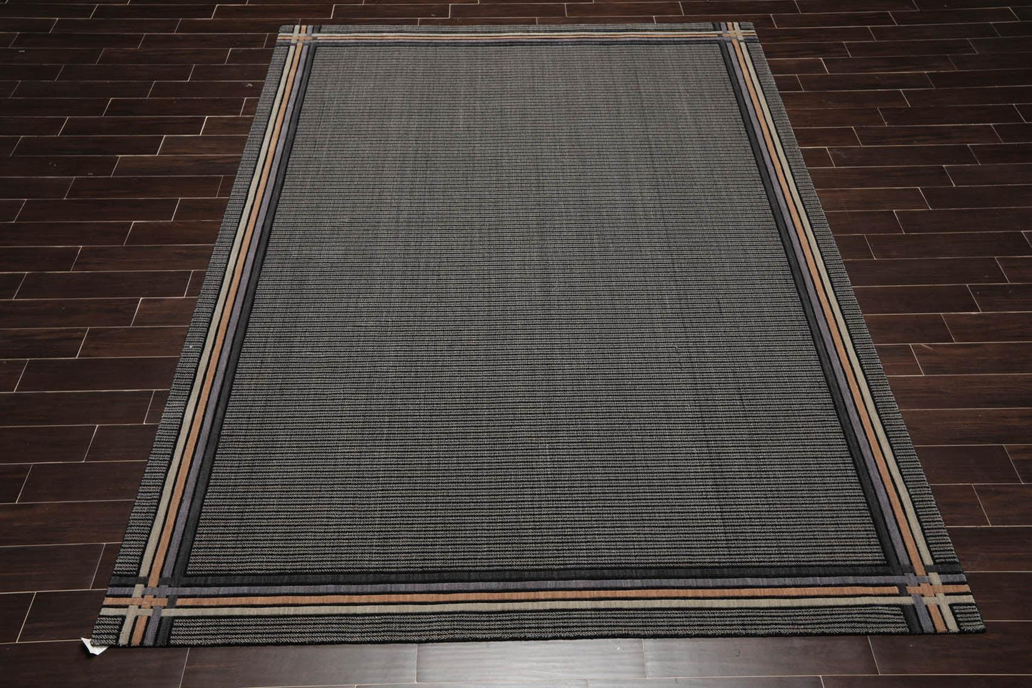 7'9" x 10'10" GR101 Midnight 100% Wool Modern Oriental Area Rug Black-1