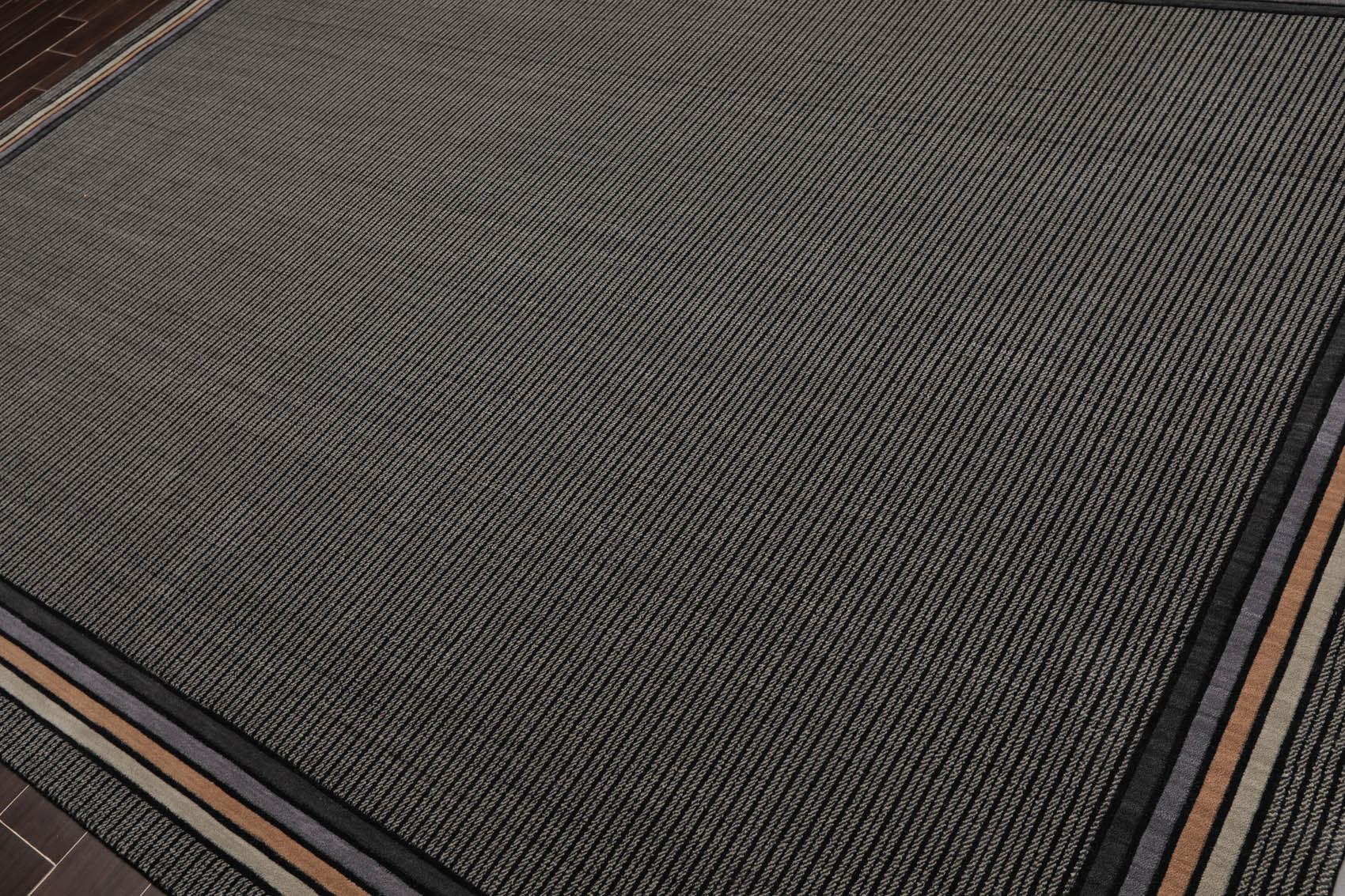 7'9" x 10'10" GR101 Midnight 100% Wool Modern Oriental Area Rug Black-2