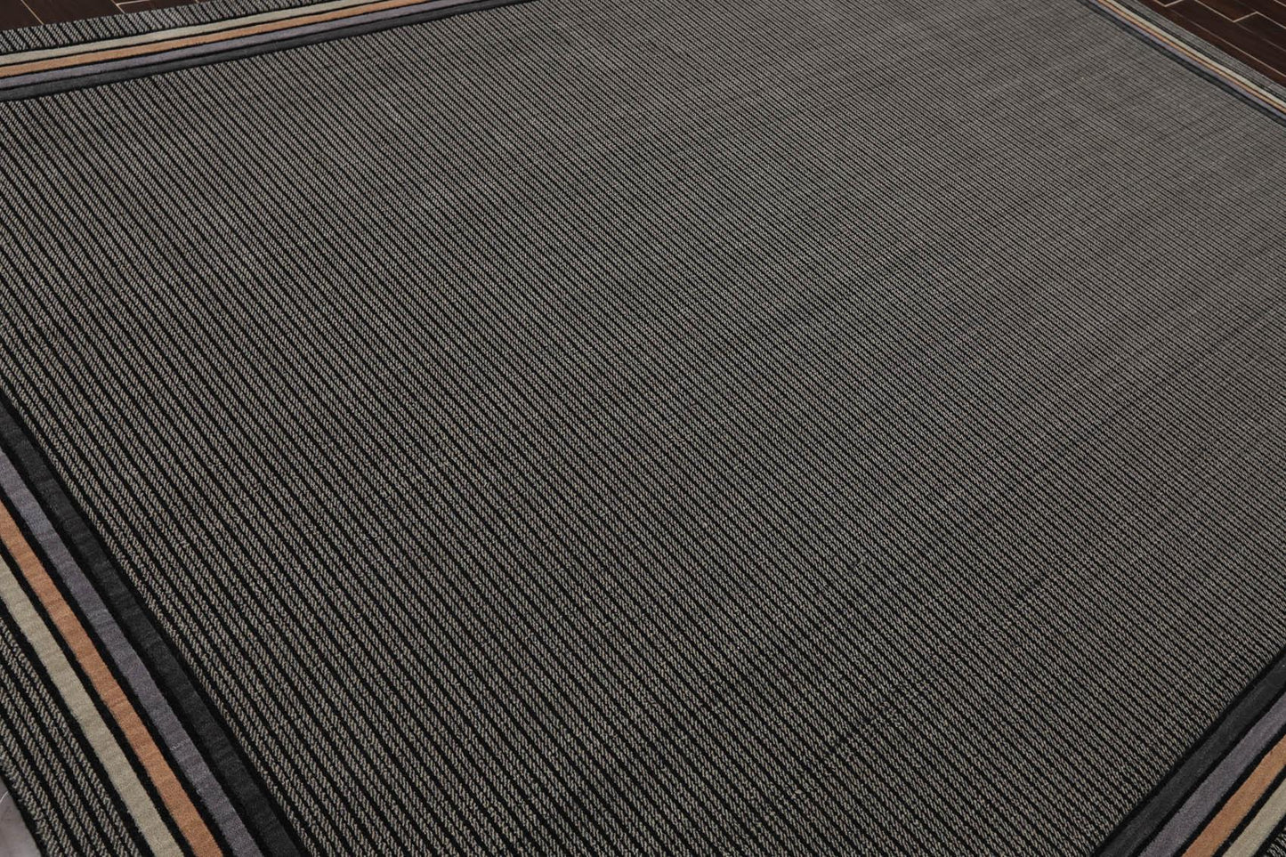 7'9" x 10'10" GR101 Midnight 100% Wool Modern Oriental Area Rug Black-3