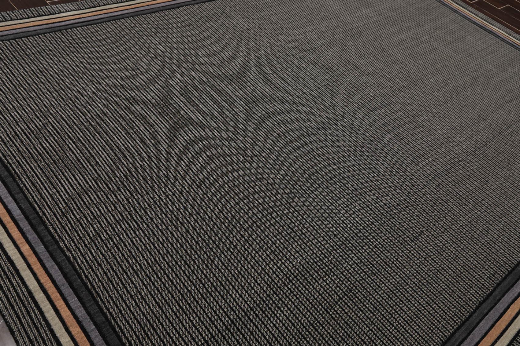7'9" x 10'10" GR101 Midnight 100% Wool Modern Oriental Area Rug Black-3