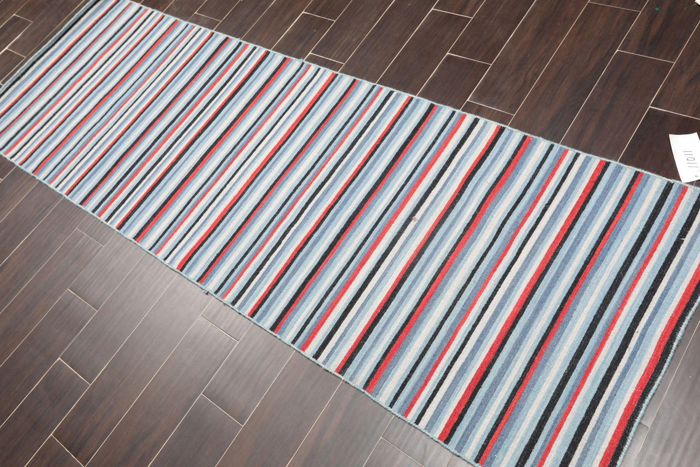 2'6" x 8' Hand woven Reversible Dhurry Traditional Oriental Area Rug Runner Blue-1