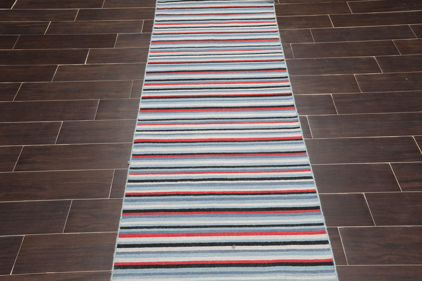 2'6" x 8' Hand woven Reversible Dhurry Traditional Oriental Area Rug Runner Blue-3