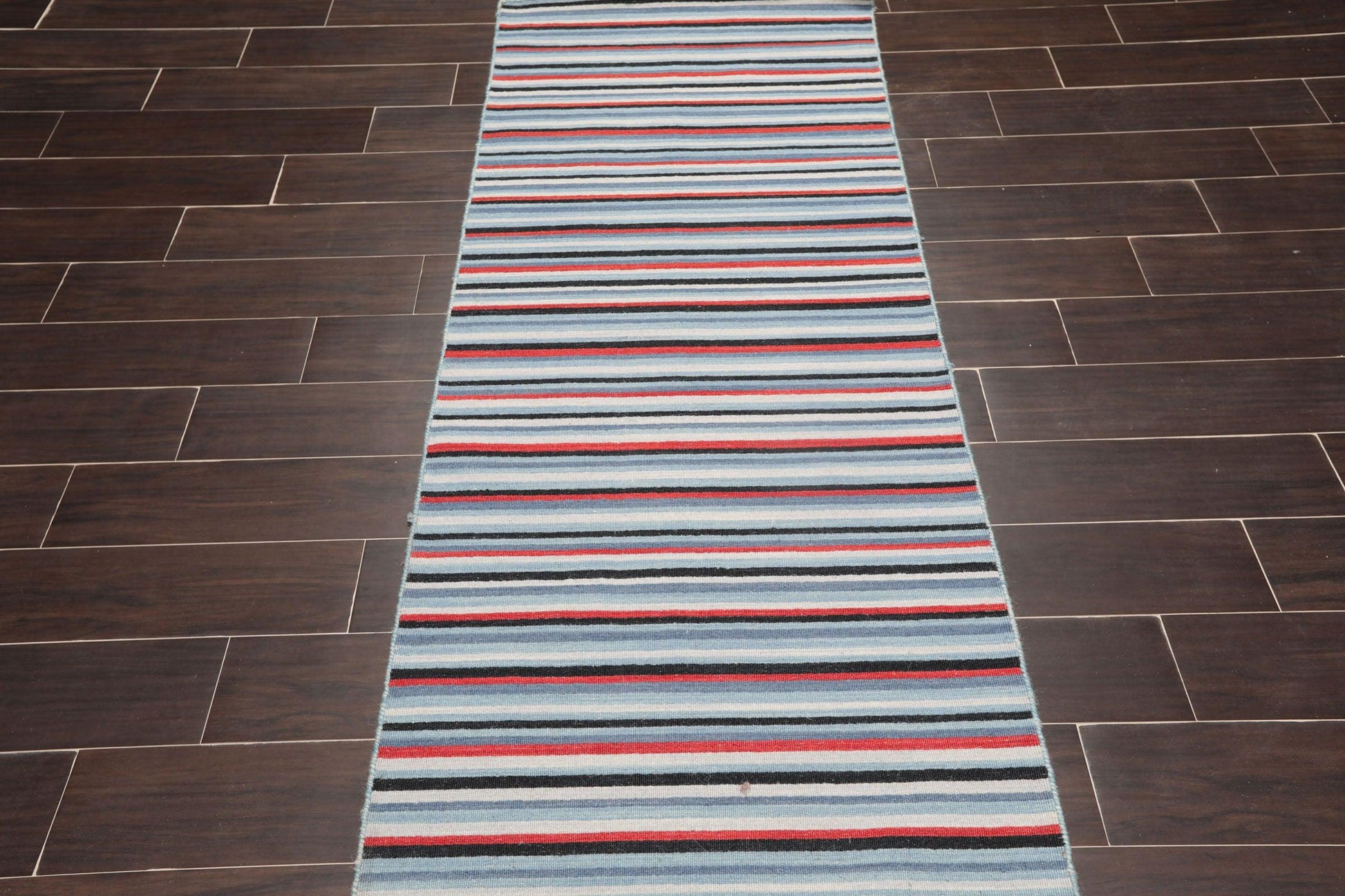 2'6" x 8' Hand woven Reversible Dhurry Traditional Oriental Area Rug Runner Blue-3
