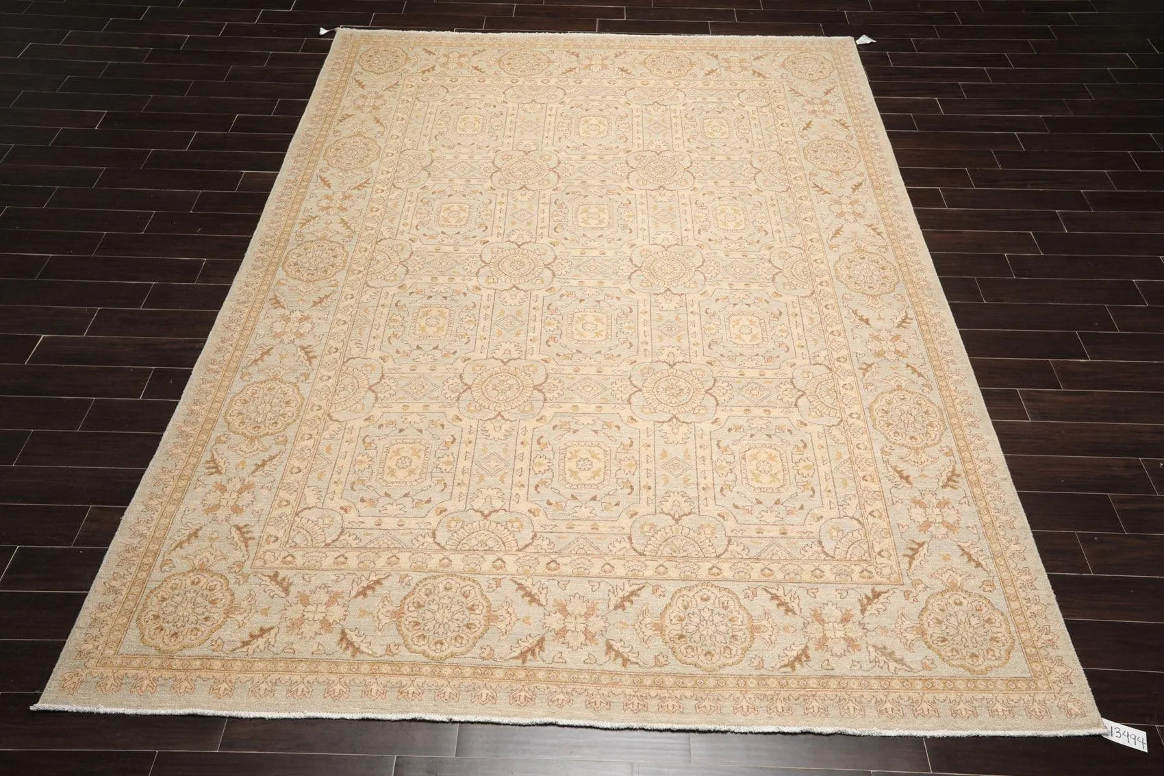 9' x 12' Hand Knotted 100% Wool Chobi Peshawar Oriental Area Rug Gray Beige-1
