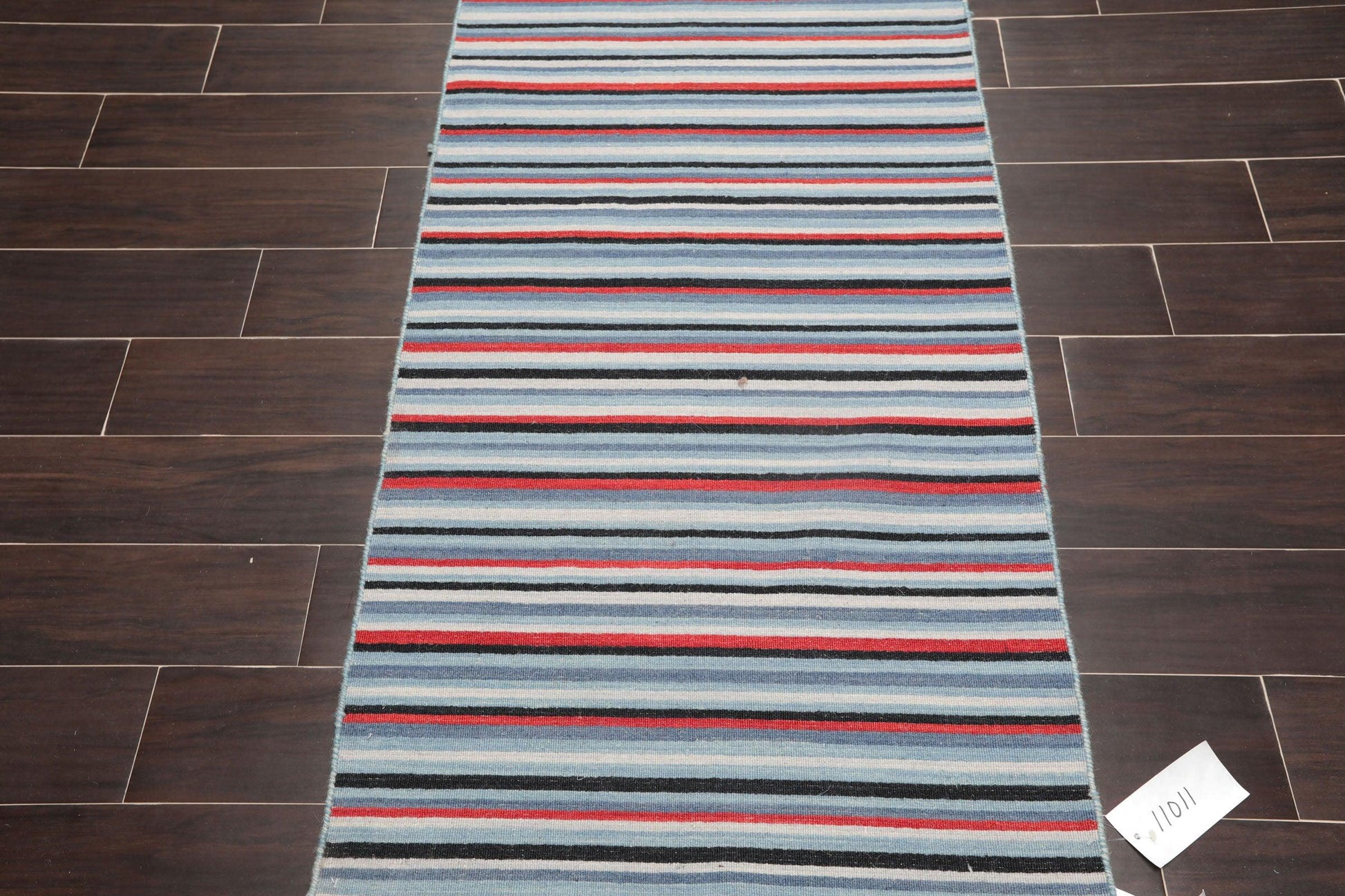 2'6" x 8' Hand woven Reversible Dhurry Traditional Oriental Area Rug Runner Blue-4