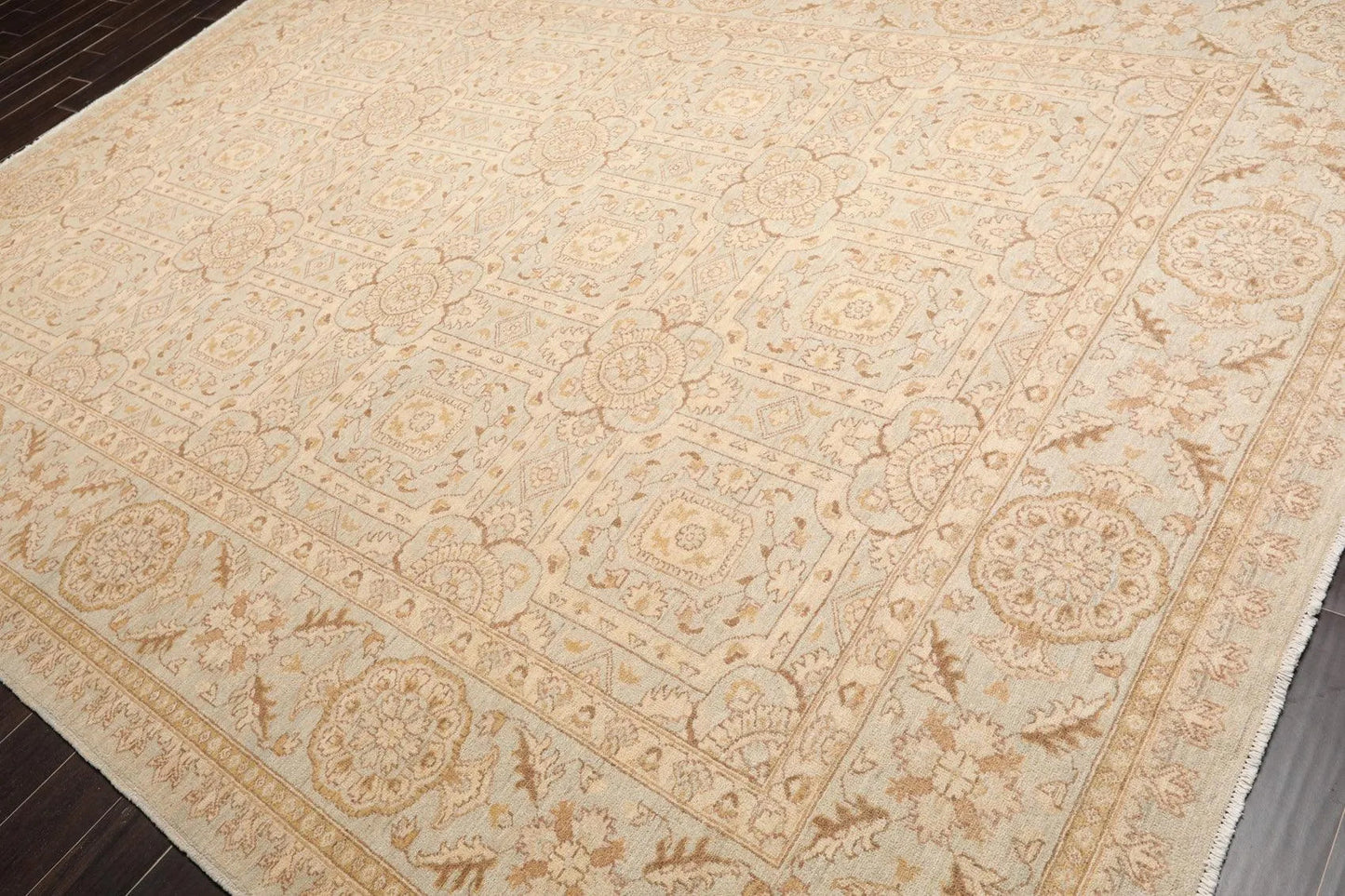 9' x 12' Hand Knotted 100% Wool Chobi Peshawar Oriental Area Rug Gray Beige-2