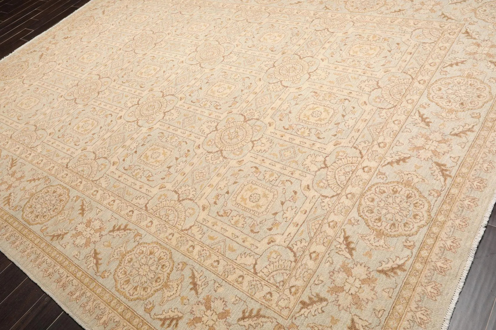 9' x 12' Hand Knotted 100% Wool Chobi Peshawar Oriental Area Rug Gray Beige-2
