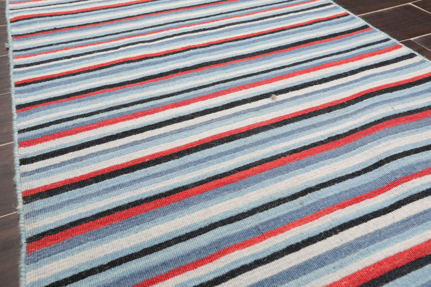 2'6" x 8' Hand woven Reversible Dhurry Traditional Oriental Area Rug Runner Blue-0