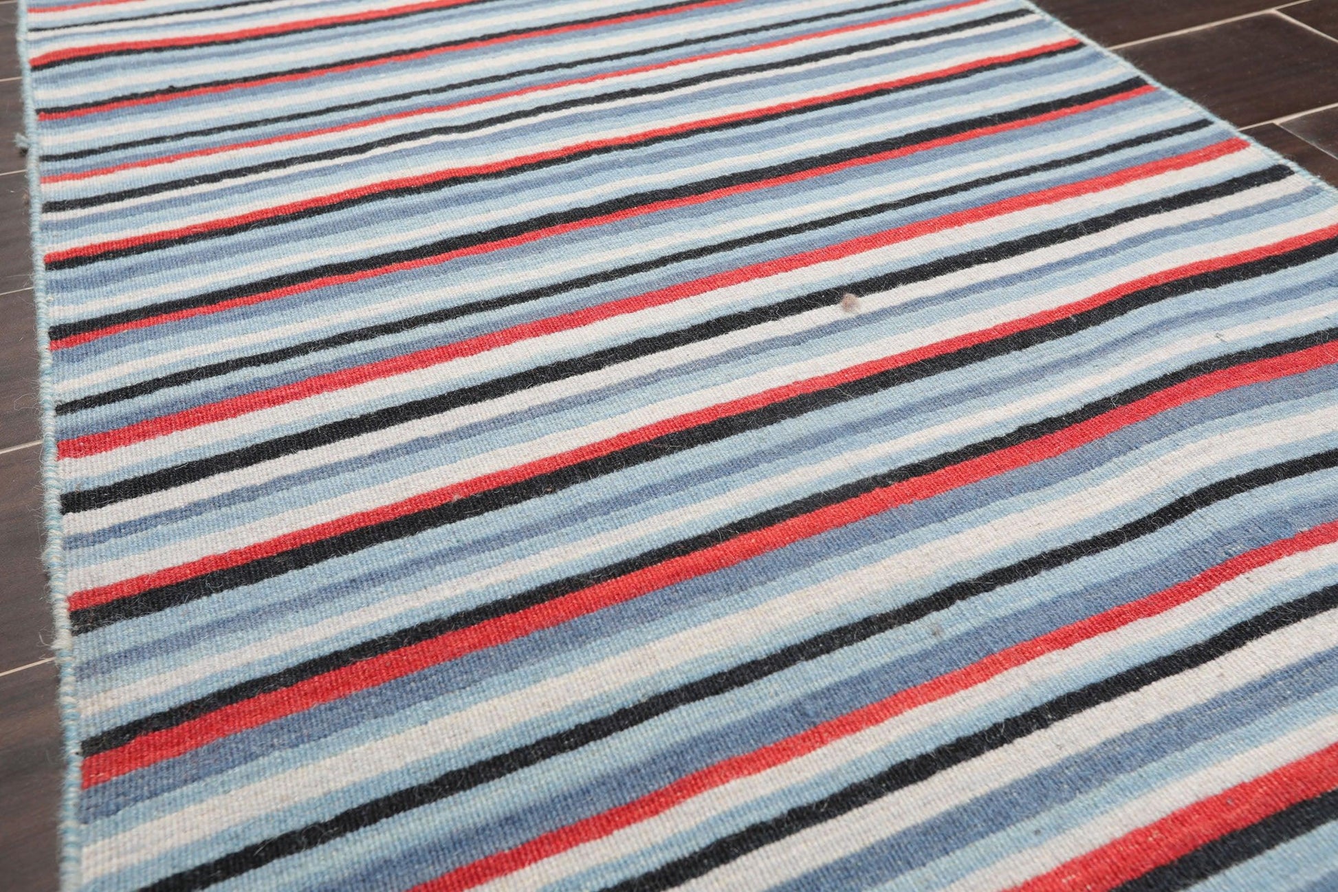 2'6" x 8' Hand woven Reversible Dhurry Traditional Oriental Area Rug Runner Blue-0