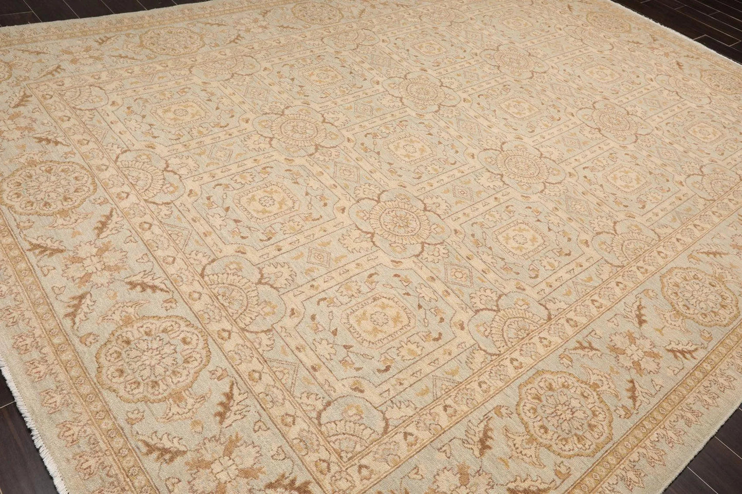 9' x 12' Hand Knotted 100% Wool Chobi Peshawar Oriental Area Rug Gray Beige-3