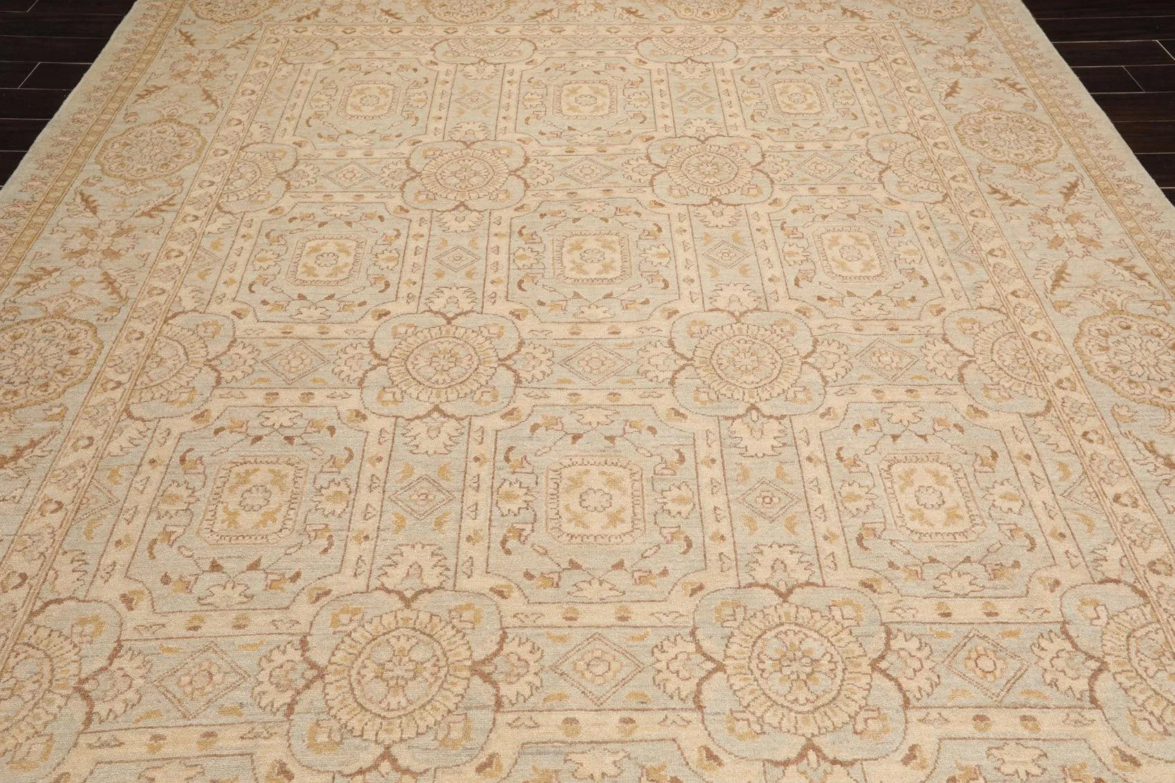 9' x 12' Hand Knotted 100% Wool Chobi Peshawar Oriental Area Rug Gray Beige-4