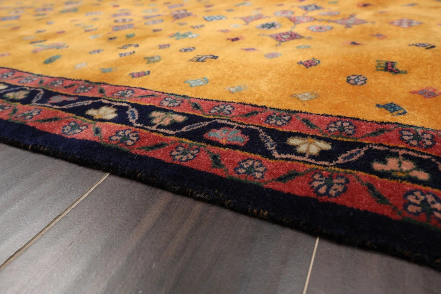 4'x6' Gold Hand Knotted Geometric Traditional 250 KPSI  Persian Wool Oriental Area Rug-3