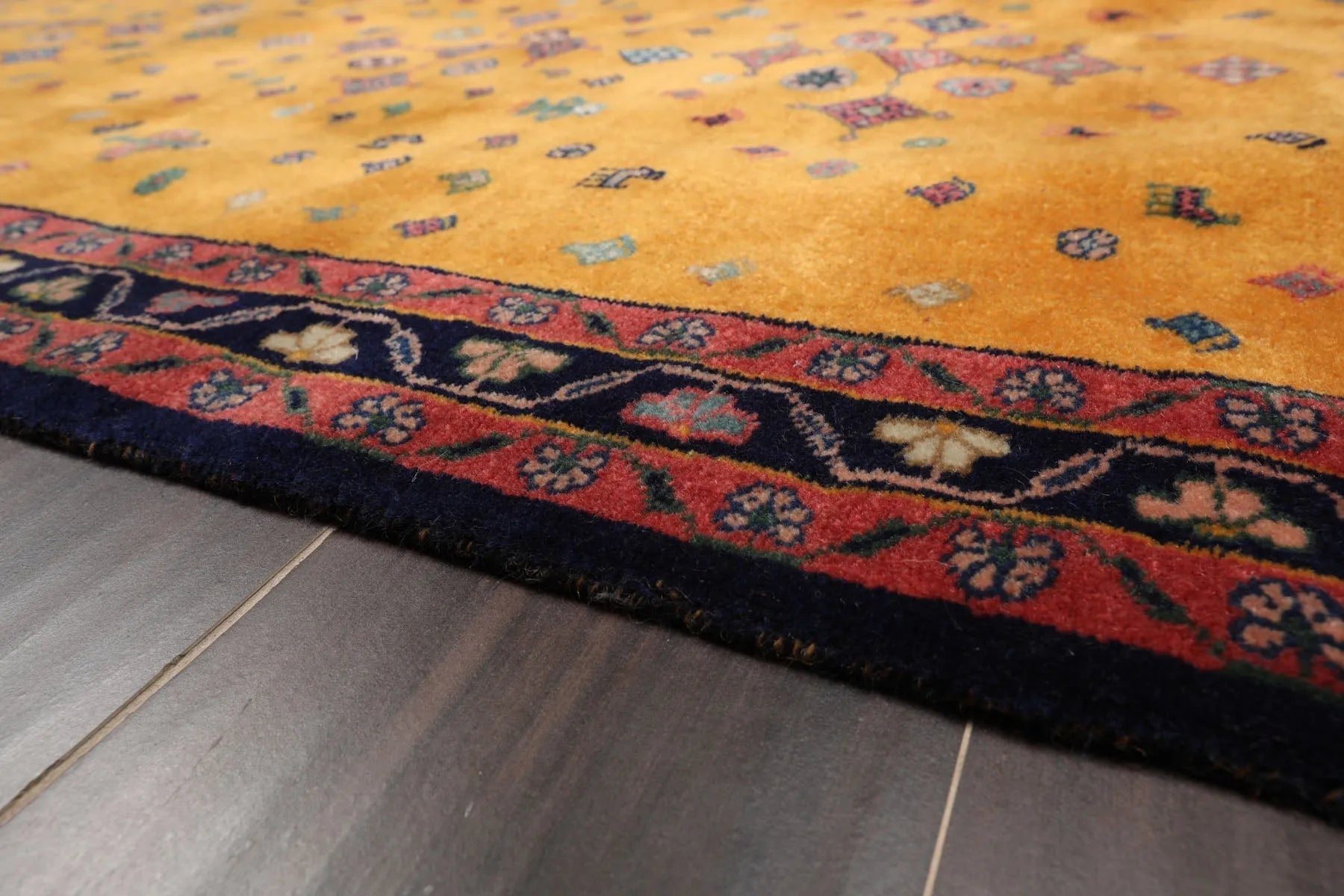 4'x6' Gold Hand Knotted Geometric Traditional 250 KPSI  Persian Wool Oriental Area Rug-3