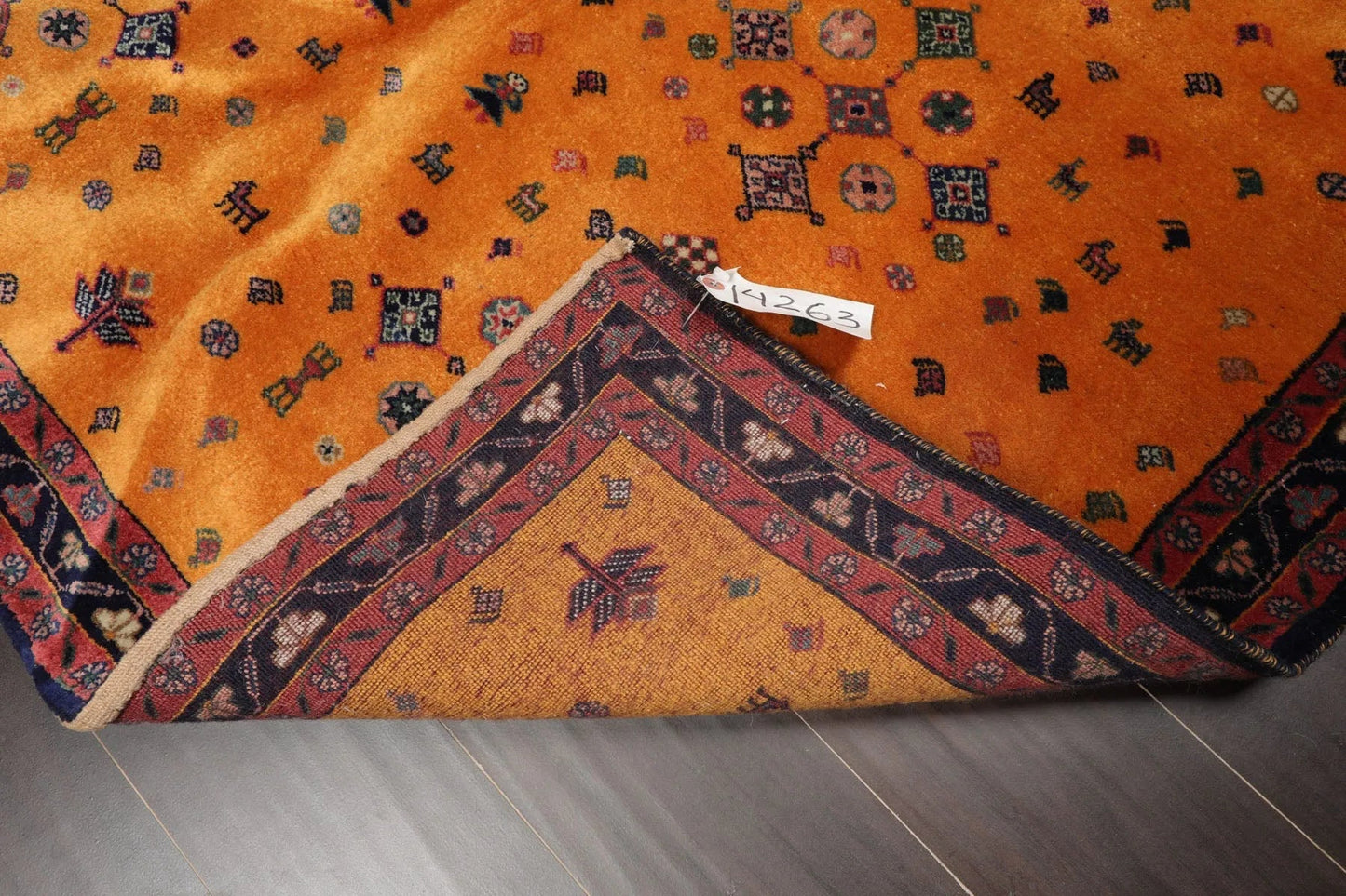 4'x6' Gold Hand Knotted Geometric Traditional 250 KPSI  Persian Wool Oriental Area Rug-2
