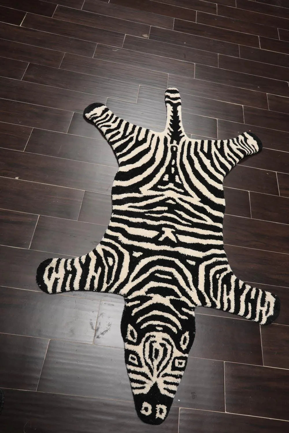 Zebra Handmade 100% Wool Novelty/Animal Oriental Area Rug Black 3'x5'-1