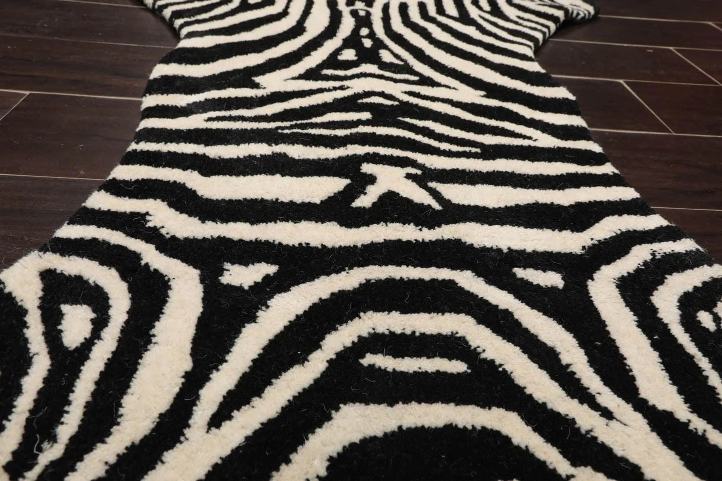 Zebra Handmade 100% Wool Novelty/Animal Oriental Area Rug Black 3'x5'-2
