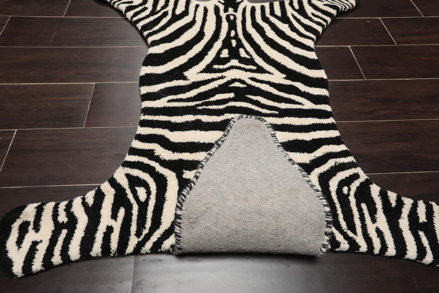 Zebra Handmade 100% Wool Novelty/Animal Oriental Area Rug Black 3'x5'-3