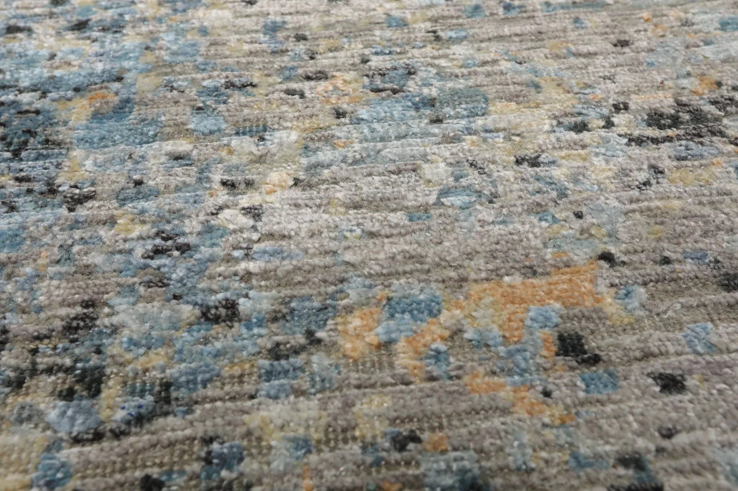 2'x3' Gray Hand Knotted Tibetan Modern Abstract Wool and Bamboo Silk Oriental Area Rug-3