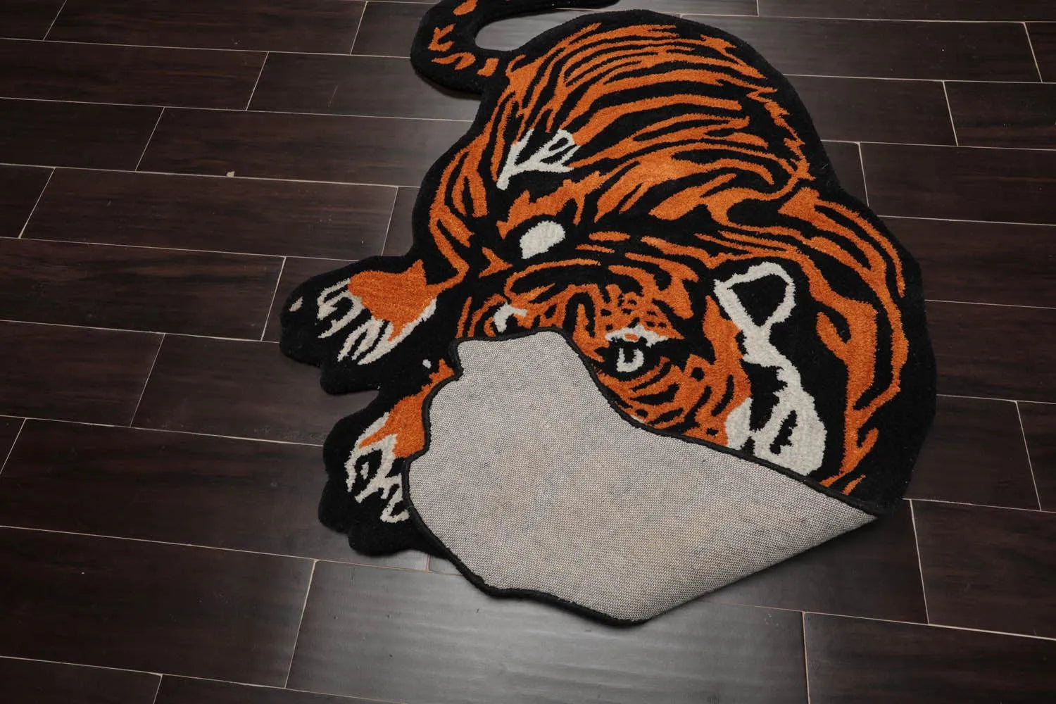Crouching Tiger Handmade Wool Novelty/Animal Oriental Area Rug Orange 3' x 5'-2