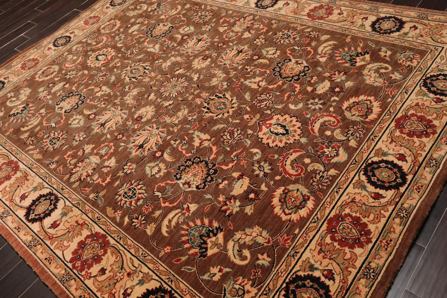 8x10 Brown Machine Made Parthia Ahar Khaki 100% Wool Traditional Oriental Area Rug-2