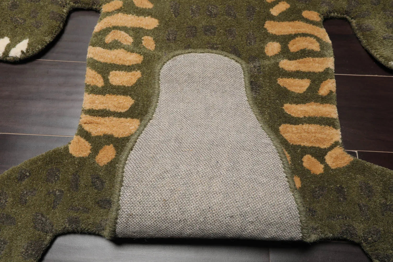 3x5 Green, Gold Hand Tufted Hand Made 100% Wool Crocodile Novelty Oriental Area Rug-2
