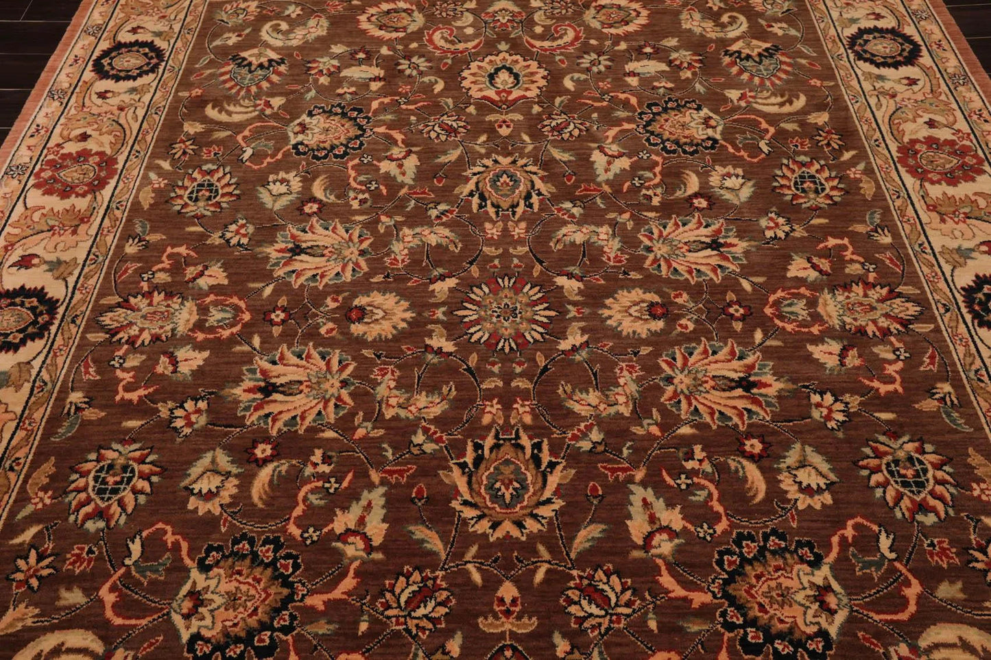 8x10 Brown Machine Made Parthia Ahar Khaki 100% Wool Traditional Oriental Area Rug-3