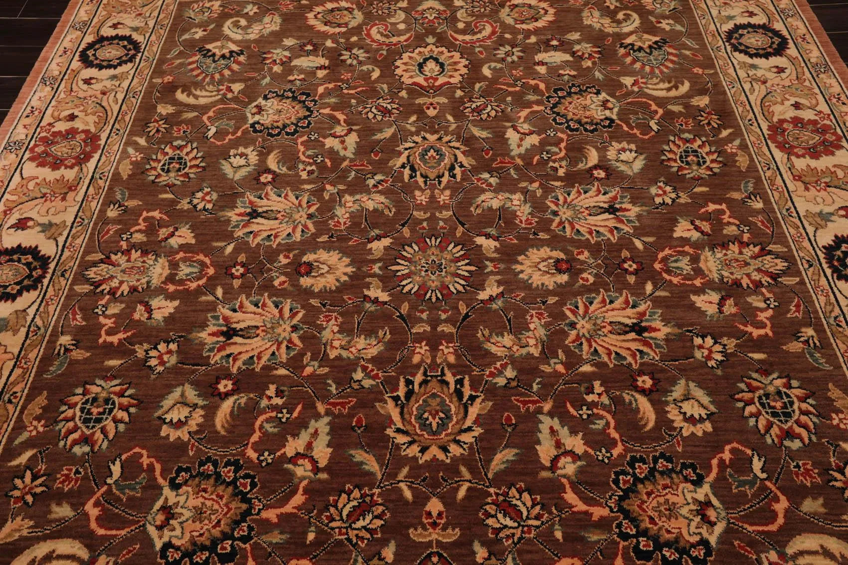 8x10 Brown Machine Made Parthia Ahar Khaki 100% Wool Traditional Oriental Area Rug-3
