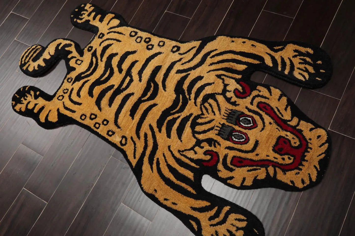 3x5 Gold Tiger Handmade 100% Wool Novelty/Animal Oriental Area Rug-1