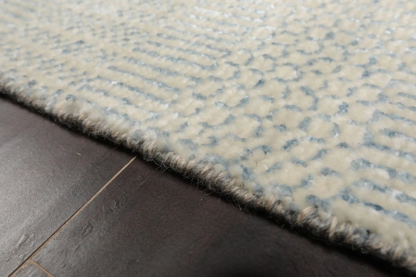 2'x2' Ivory Hand KnottedTibetan Modern  Wool and Bamboo Silk Oriental Area Rug-2
