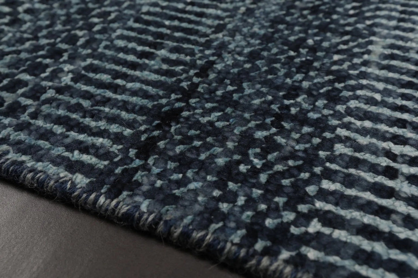 2'x2' Blue Hand Knotted Tibetan Modern Wool and Bamboo Silk Oriental Area Rug-3
