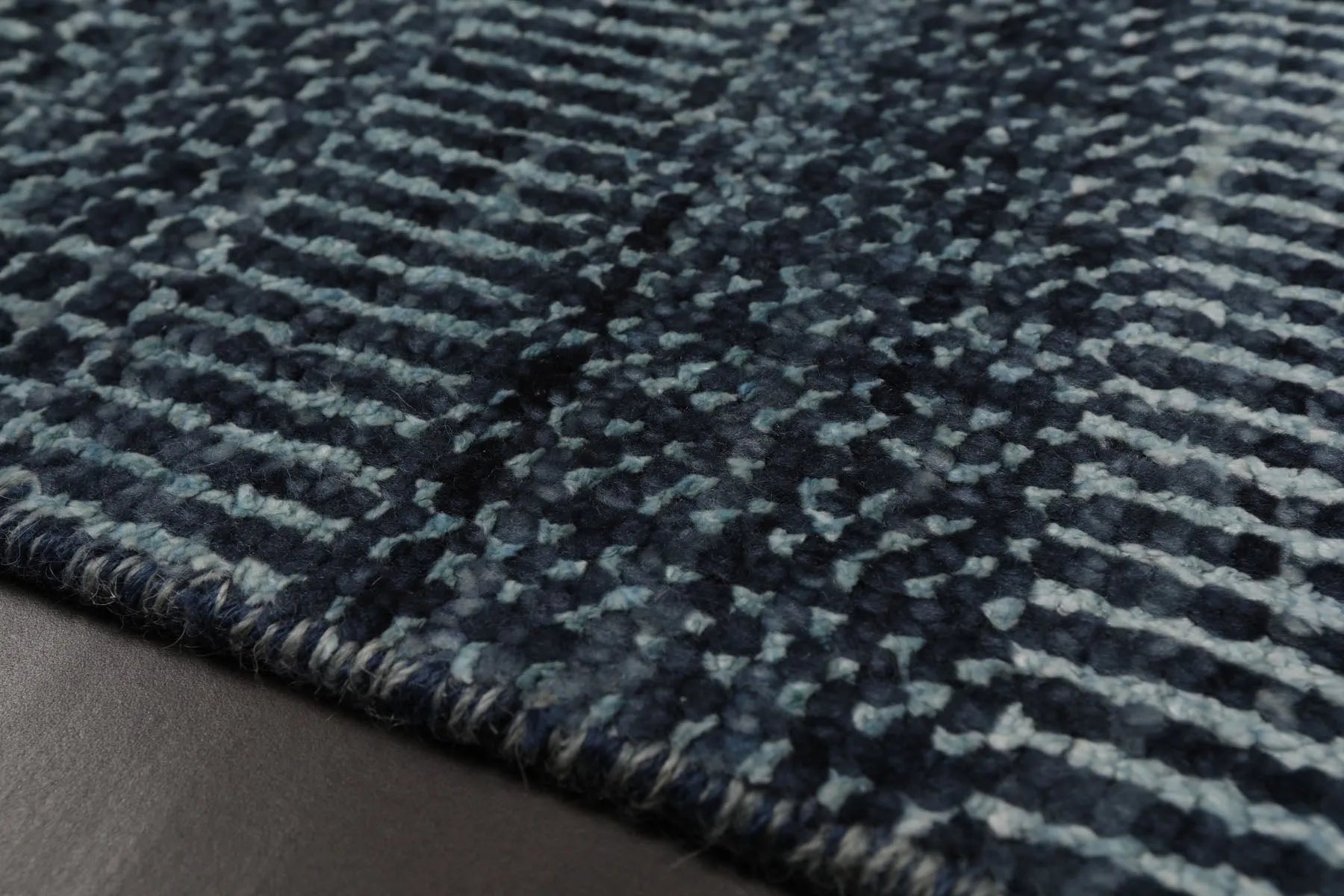 2'x2' Blue Hand Knotted Tibetan Modern Wool and Bamboo Silk Oriental Area Rug-3