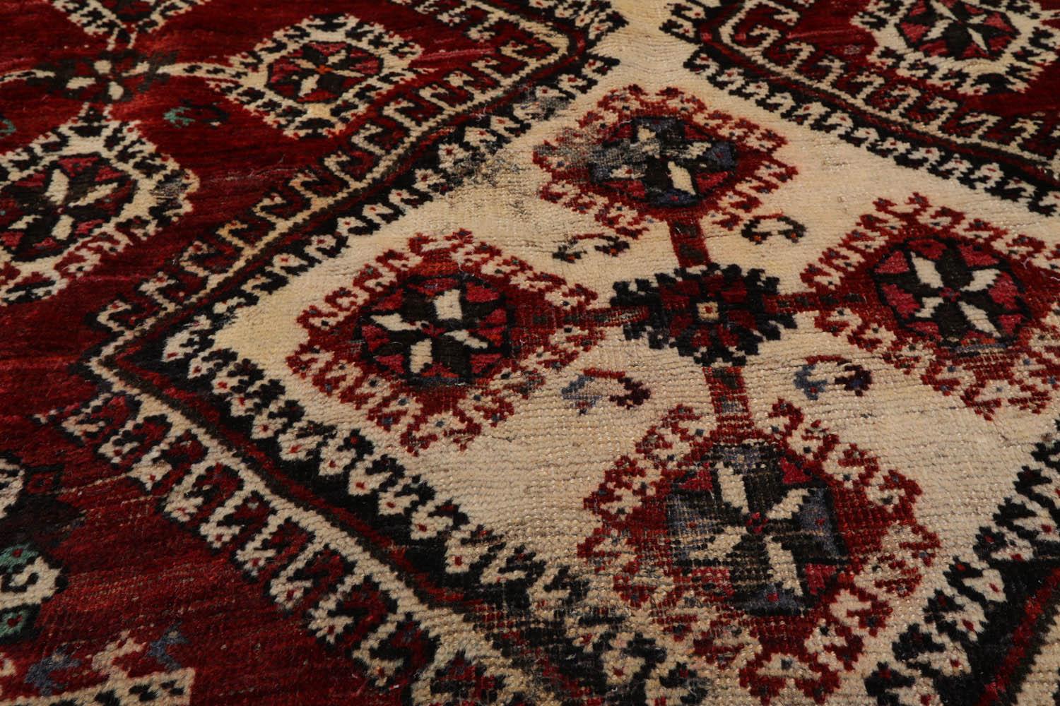 6'10" x 10'2" Authentic Vintage Shirraz Hand Knotted 100% Wool Area Rug Ivory-4
